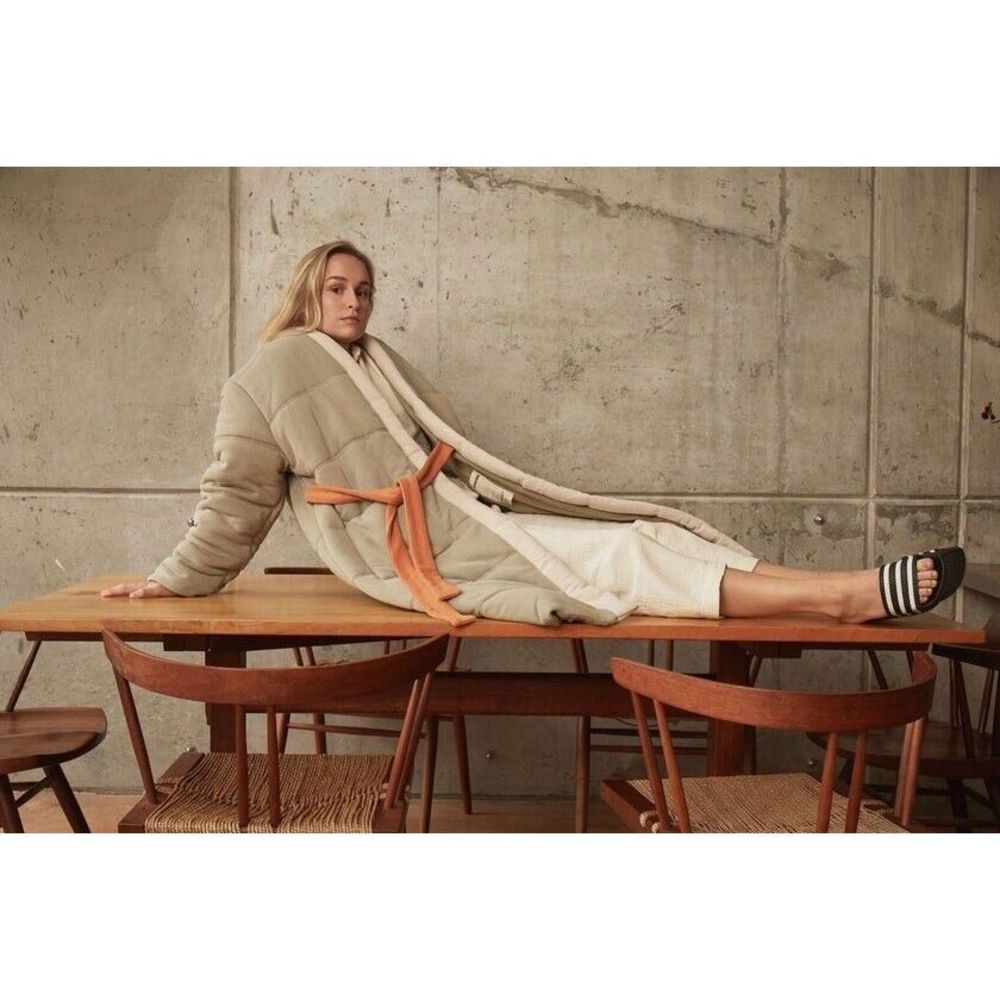 Beige Quilted Robe with Tan Sash - Women